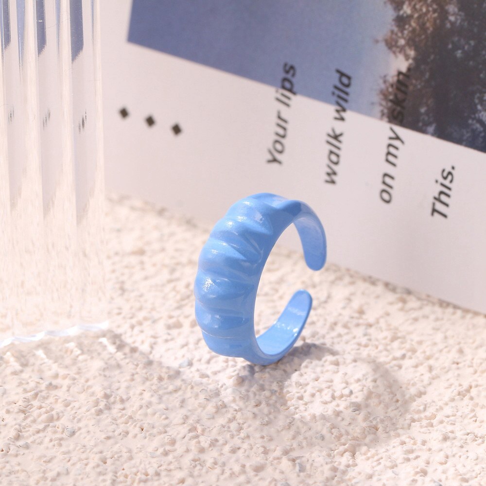 KISS WIFE Vintage Golden Heart Smile Rings Set for Women Ins Style Colorful Love Rings Cute Finger Rings for Girls Jewelry Gifts