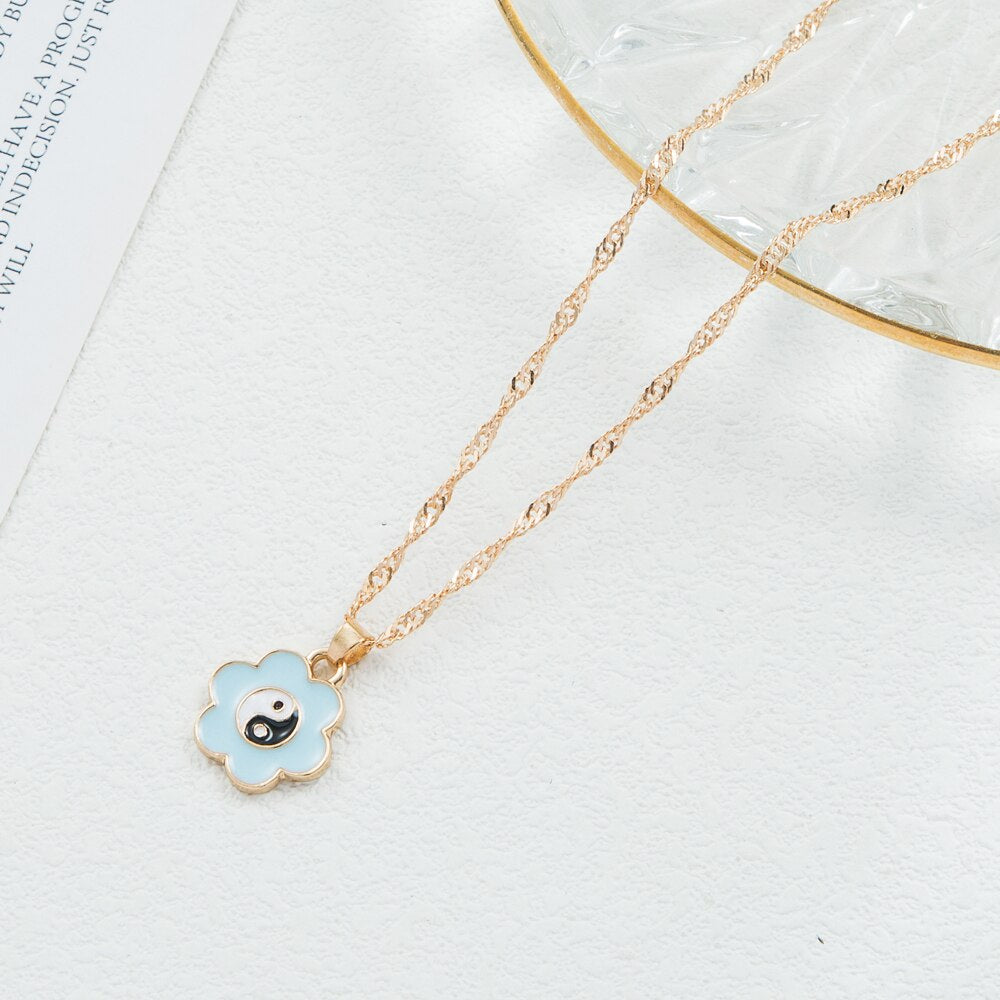 KISSWIFE Vintage Colorful Multilayered Heart Necklace For Women Couples Lovers Fashion Gold Color Chain Necklaces Gifts Jewelry