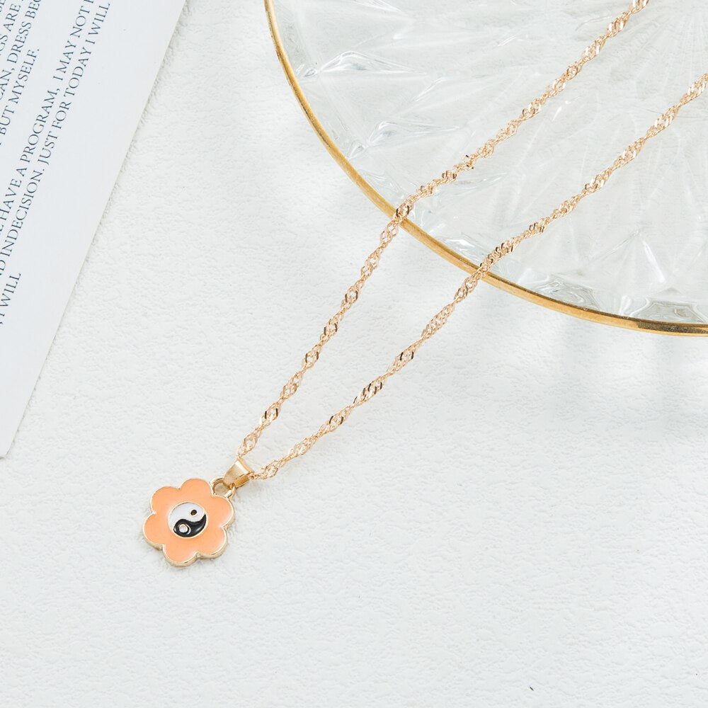 KISSWIFE Vintage Colorful Multilayered Heart Necklace For Women Couples Lovers Fashion Gold Color Chain Necklaces Gifts Jewelry