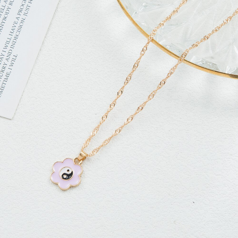 KISSWIFE Vintage Colorful Multilayered Heart Necklace For Women Couples Lovers Fashion Gold Color Chain Necklaces Gifts Jewelry